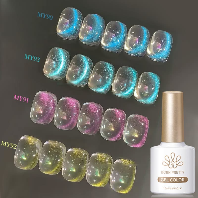 Aurora Chameleon Dazzling Blue Tear Mermaid Crystal Cat Eye Nail Gel
