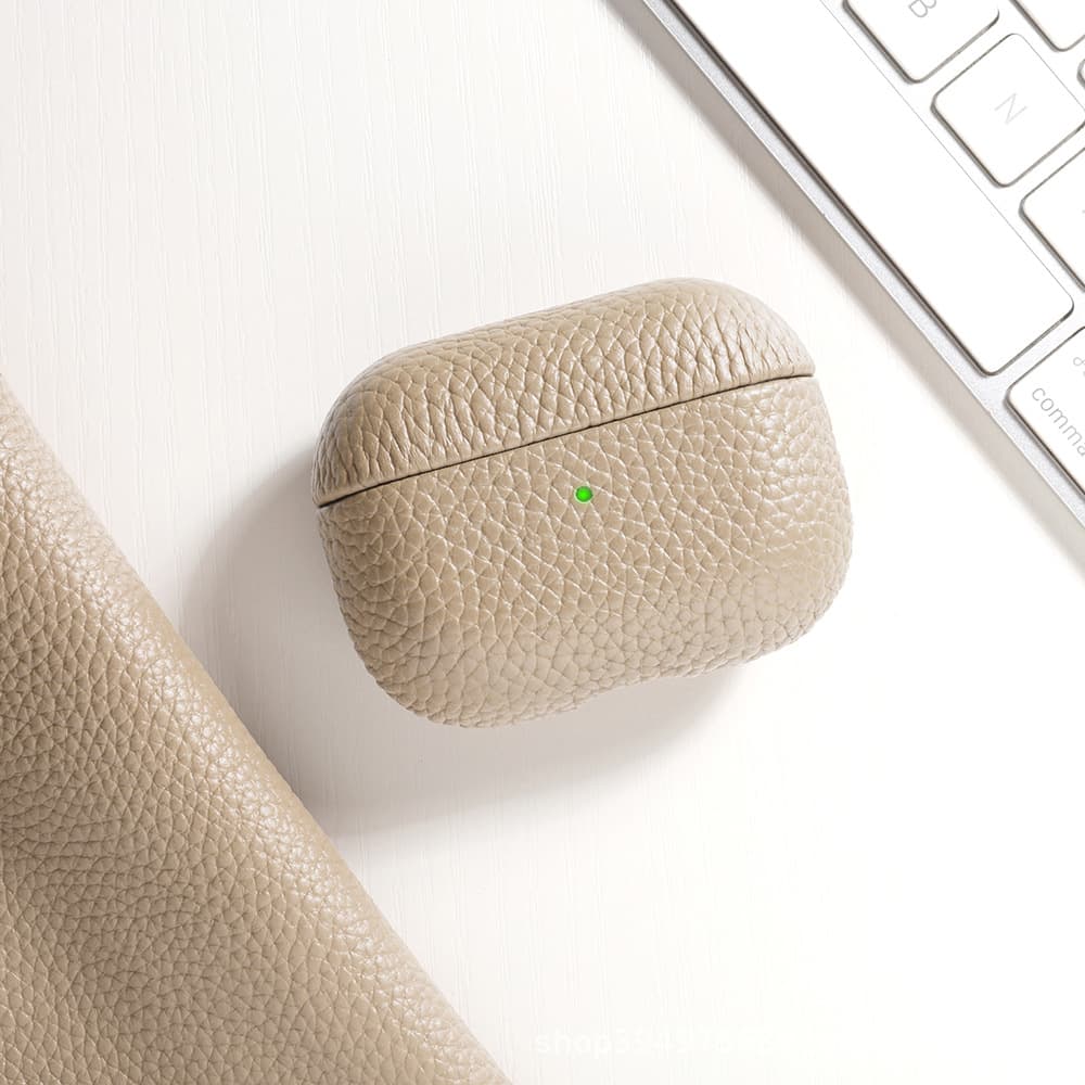 Protective Cover Earphone Genuine Leather Lychee Pattern Leather Case